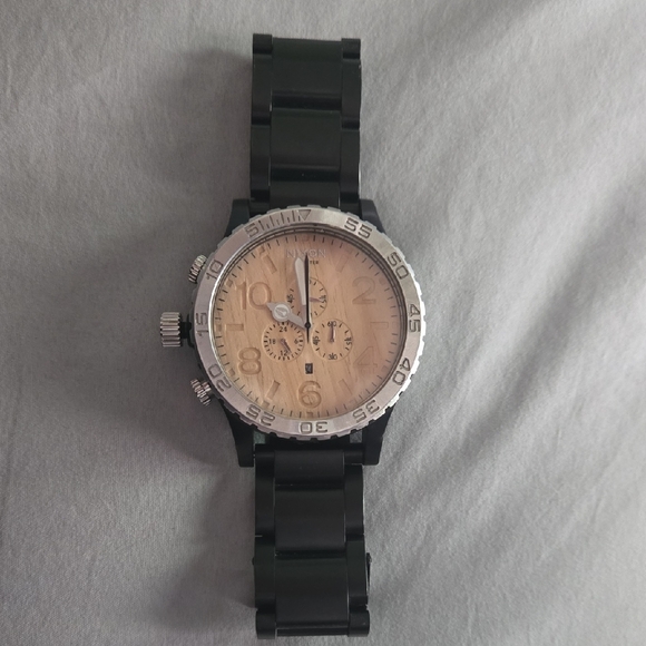 Nixon Black Metal Watch with Wood-Tone Dial - Picture 2 of 11